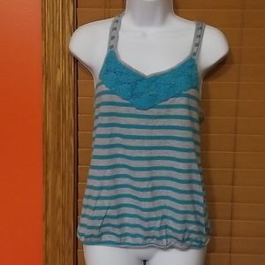 🔮🔥3 for $15.🔥So Striped Tank Grey & Bluer
